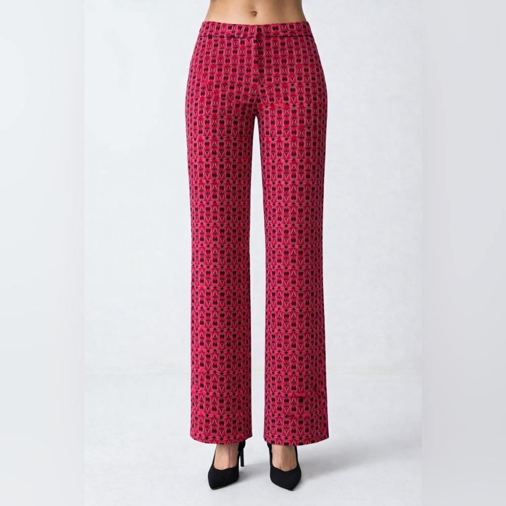 Escada Pink Black Heart Print Stretch Pants Bootcut Y2K Designer size 38